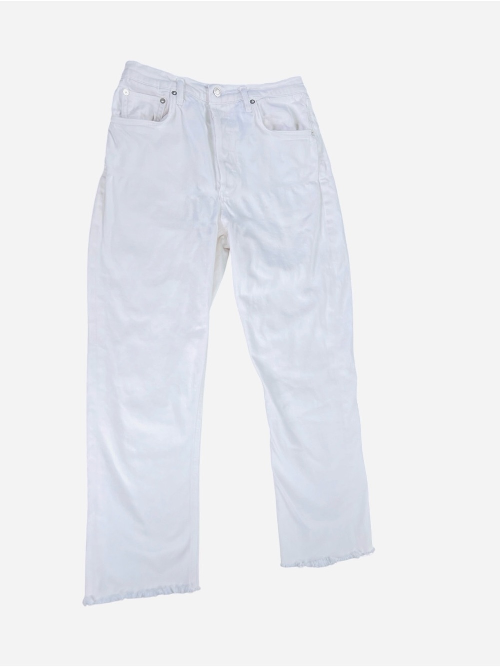 Agolde High Rise Straight Leg Jeans in White